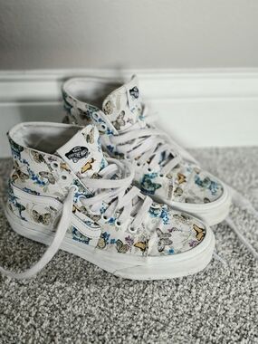 Vans High-Top Butterfly Print Sneakers - White Multicolor
